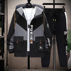Fashion Two Piece Men's Sets Spring Autumn Youth Street Wear Hooded Jacket & Pant Suit Outdoor Coat & Jogger Tracksuits Clothing