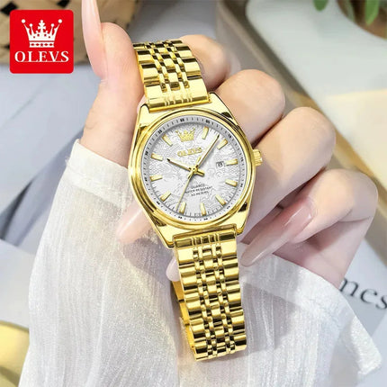 OLEVS 3703 Orologio da donna Orologio al quarzo con calendario di lusso Orologio da polso da donna impermeabile con specchio ad alta durezza 30M platinumshop