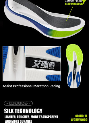 IRUNSVAN Men's Carbon Plate Sneakers Professional Marathon Racing Running Shoes High Quality  Shoes Comfortable Sports Shoe PlatiNum