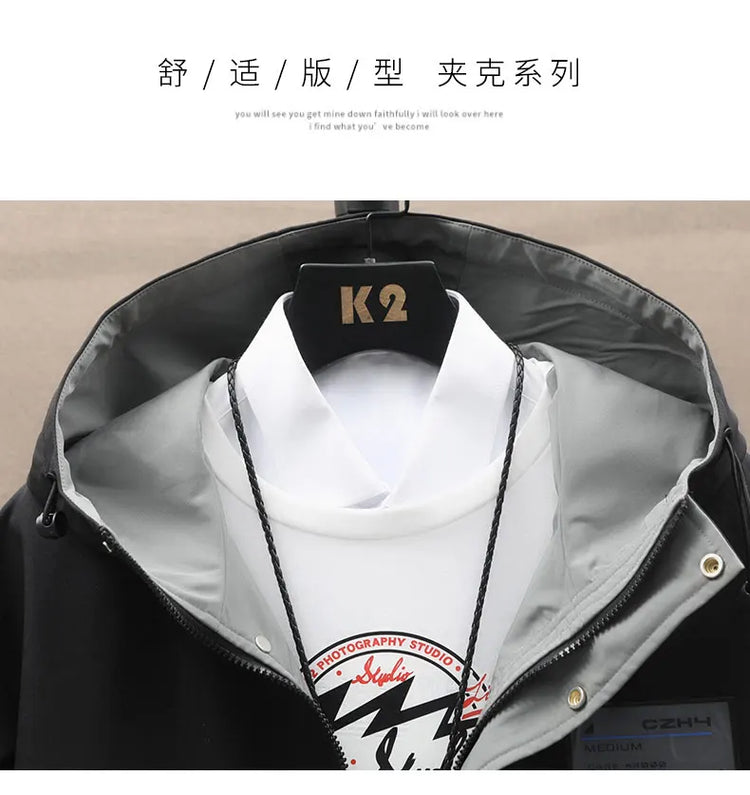 Autumn new style Fashion Trend Hooded Jacket spring Men's Casual Comfort Fleece High Quality Coat male full size M-4XL