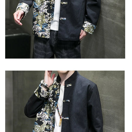 Camicie da uomo ricamate 2026 primavera stile cinese retrò colletto alla coreana giacca in cotone e lino cardigan da uomo Kungfu allentato casual Top
