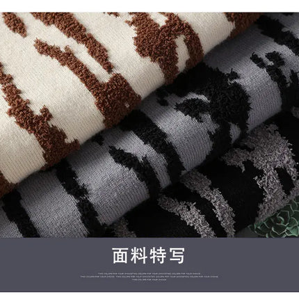 Harajuku Sweater Men's Y2K Knitted Printing Sweater Men's Wool Pullover Men's Retro Knitted Color Block Tops