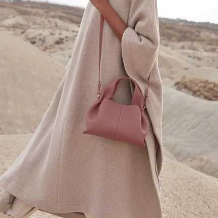 Borsa a Tracolla Cloud Dumpling da Donna, Borsa a Spalla Minimalista di Lusso in Vera Pelle Composita di Vacchetta, Piccola Dimensione