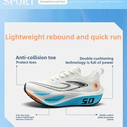 Unisex 2025 Full Carbon Plate Running Shoes Professional Marathon Racing Lightweight Bounce Cushion Breathable Sports Sneakers PlatiNum