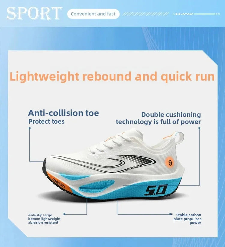 Unisex 2025 Full Carbon Plate Running Shoes Professional Marathon Racing Lightweight Bounce Cushion Breathable Sports Sneakers PlatiNum