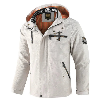 New Men's Trend Fashion Casual Windproof Waterproof Soft Shell Warm Coat Outdoor Sports Jogging Multi-Function Hooded Jacket