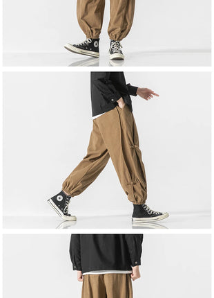 Pantaloni da uomo caldi di vendita autunno stile cinese pantaloni larghi larghi vintage moda uomo pantaloni lanterna con coulisse Harajuku solidi