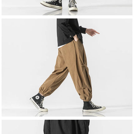Pantaloni da uomo caldi di vendita autunno stile cinese pantaloni larghi larghi vintage moda uomo pantaloni lanterna con coulisse Harajuku solidi