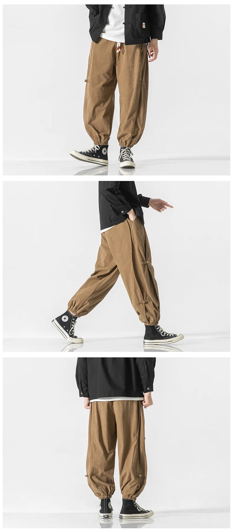 Pantaloni da uomo caldi di vendita autunno stile cinese pantaloni larghi larghi vintage moda uomo pantaloni lanterna con coulisse Harajuku solidi