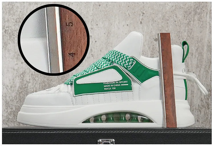 High top White Sneakers Best selling Mens Sneakers With Anti slip Wear resistant Properties Increasing Height by 6 Centimeters