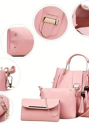 Set di 3 Borse da Donna in Pelle PU: Borsa a Tracolla, Borsa a Mano e Pochette, Combo Elegante per Signore