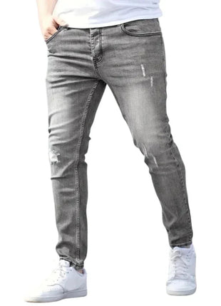 Men's Jeans Stretch Slim Fit Trousers Streetwear Classical Casual Pants Skinny Zipper Denim Designer Clothes Black Blue PlatiNum