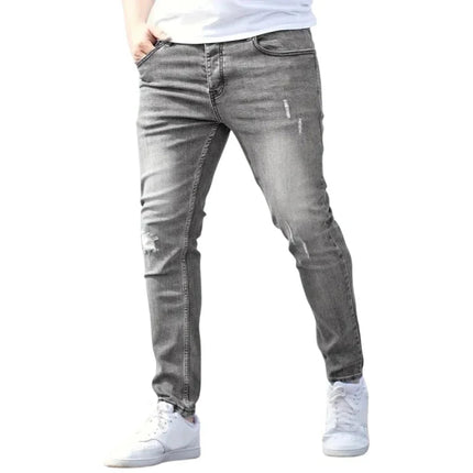 Men's Jeans Stretch Slim Fit Trousers Streetwear Classical Casual Pants Skinny Zipper Denim Designer Clothes Black Blue PlatiNum
