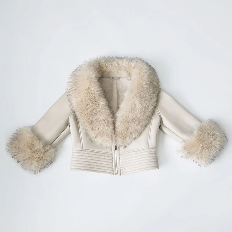 ZADORIN Luxury Winter Faux Raccoon Fur Coat Woman Short Faux Sheepskin Leather Jacket Warm Fur Lined Elegant Woman Clothes Tops