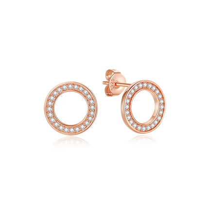 Orecchini Originali in Argento Sterling 925, Modello 2026, a Perno e a Cerchio con Cristalli, per Donna, in Oro Rosa, con Corona, Cuore, Infinito, Ape, Gioielli platinumshop