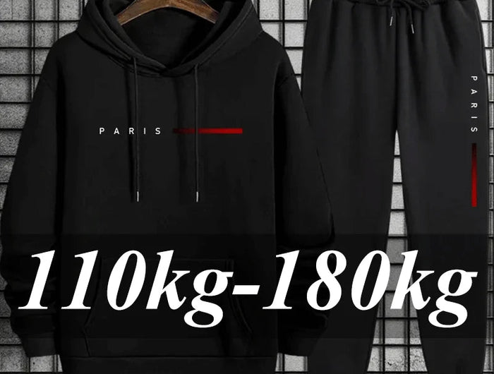 Men's Tracksuit Hoodies Pants Plus Size Autumn Winter Daily Casual Sporty Jogging Suit Fashion Sweatshirt Outfit Male Sports Set PlatiNum