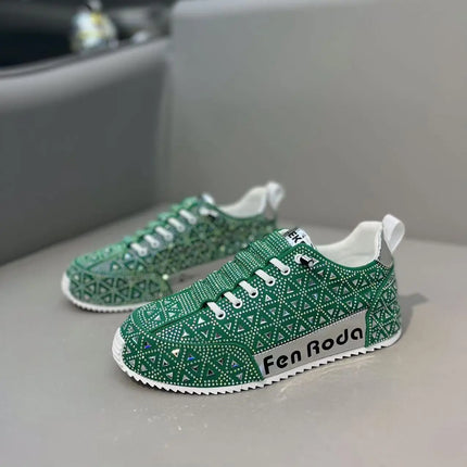 Sneakers Casual Men Designer Punk Bling Board Shoes Fashion Leather Mesh Breathable Increased Internal Flat Platform Sport Shoes