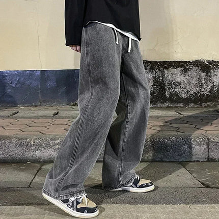 2025 nuovi jeans larghi streetwear uomo stile coreano moda pantaloni larghi dritti a gamba larga abbigliamento di marca da uomo nero azzurro