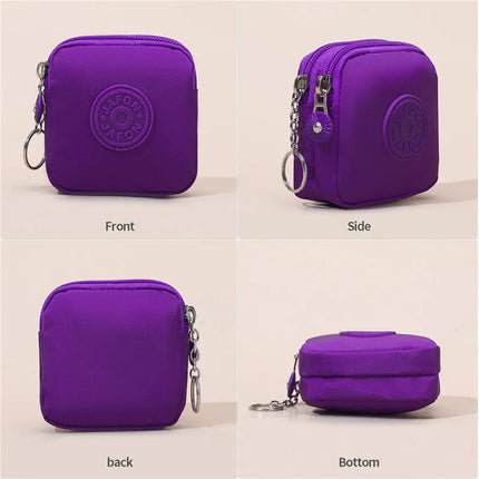 Mini Nylon Waterproof Coin Purses Key Bag Wallets Portable Square Small Card Holder Zipper Zero Wallets Card Bags Headphone Bags PlatiNum