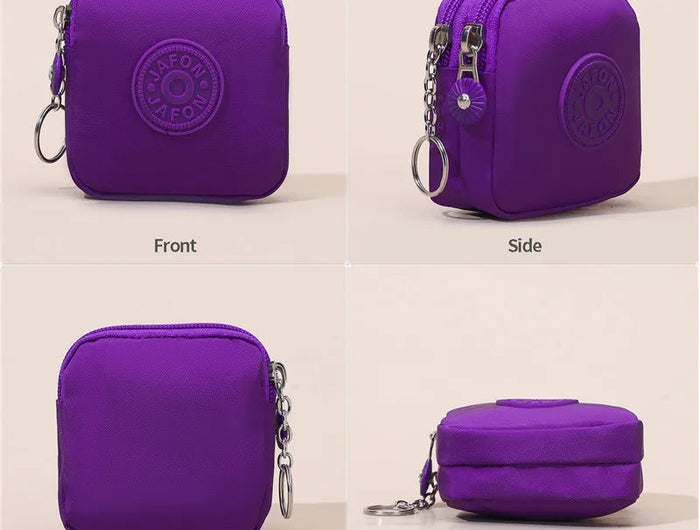 Mini Nylon Waterproof Coin Purses Key Bag Wallets Portable Square Small Card Holder Zipper Zero Wallets Card Bags Headphone Bags PlatiNum