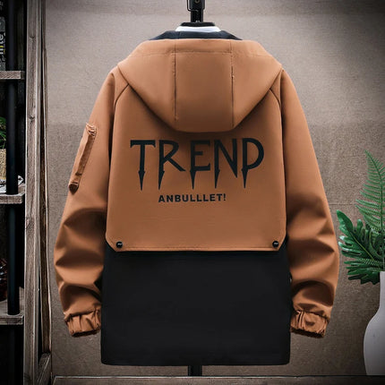 Windbreaker Regular Zipper Jacket 2023 Spring Men's Hooded Trend Printed Jacket Hip Hop Top Men's Low Price