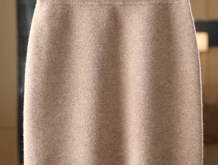 TLOML Autumn Winter New Chic Women's 100% Merino Wool Mini Skirt Preppy Style Cashmere Knitted Skirt Soft Warm Basics Mini Skirt PlatiNum
