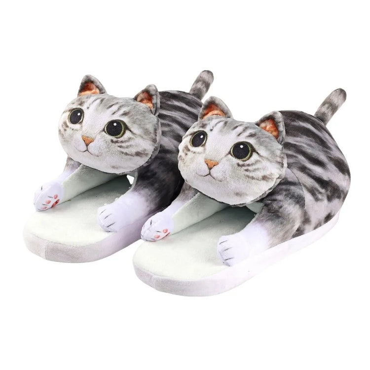 Tortoiseshell Cat EVA Cat Hugging Slippers Soft Creative Plush Kitty Slippers Cozy Animal Winter Fluffy Slides Women
