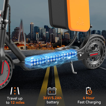 Monopattino Elettrico Pieghevole per Adulti con Sedile e Borsa Portaoggetti, 350W 36V 5.2Ah, 30 km/h, 25 km di Autonomia, Controllo APP, E-Scooter per Pendolari - Disponibile in Magazzino UE