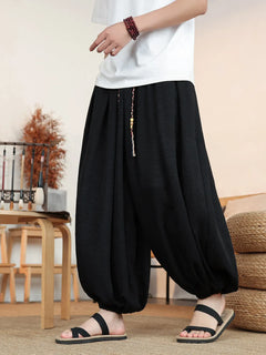 Pantaloni da uomo in seta ghiaccio, stile cinese, vestibilità ampia, alla moda, estivi, casual, sportivi, modello lanterna, taglie forti fino alla 8XL - Offerta imperdibile!