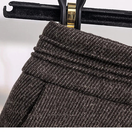 Thicken Woolen Skirt For Women Autumn Winter High Waist Loose A-Line Skirts Elegant Office Lady Mid-length Skirt PlatiNum