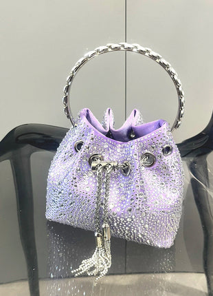 Handle Rhinestones Evening clutch Bag Purses and handbag luxury Designer shoulder bag Shiny Crystal Clutch purse bucket bag PlatiNum