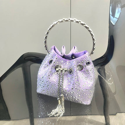 Handle Rhinestones Evening clutch Bag Purses and handbag luxury Designer shoulder bag Shiny Crystal Clutch purse bucket bag PlatiNum