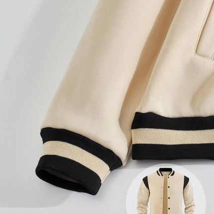 Men Color Block Varsity Jacket Fleece Lined Long Sleeve Button Baseball Coat Retro Swag Streetwear Casual Outerwear Y2K Clothes