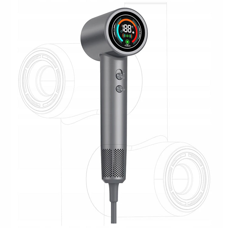1500W Hair Dryer Negative Ions Hair Care Professional Leafless Hair Dryer Silent And Quick Drying With LCD Display For Home Travel Gift