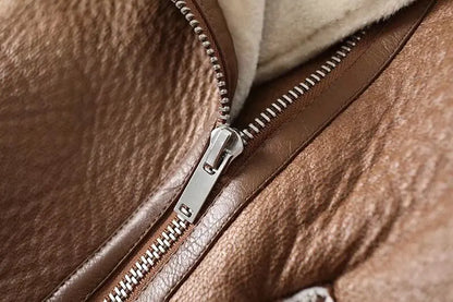 2024 winter women's clothing fashion locomotive version lapel fur integrated thickened thermal coat leather jacket