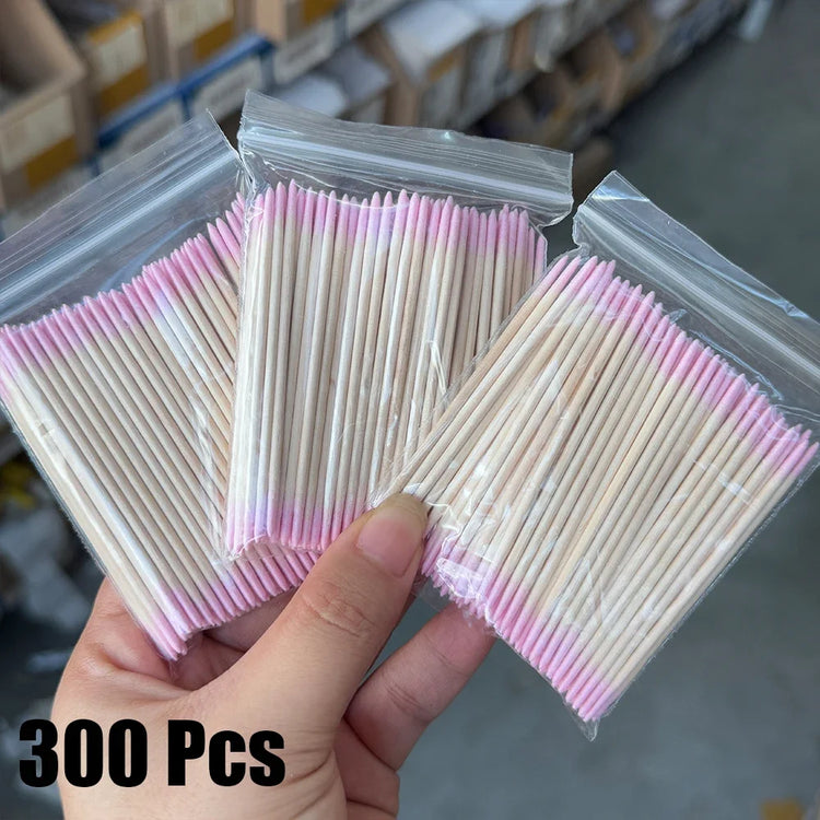 400pcs Pink Double Head Nail Art Cuticle Pusher Remover 7CM Orange Wood Sticks Cotton Swab Clean Tool for Nail Rhinestone Makeup 2028