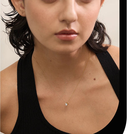 Yhpup Korean Chic Stainless Steel Shiny Cubic Zirconia Cast Delicate Necklace Pendant for Women Daily Waterproof Basic Jewelry PlatiNum
