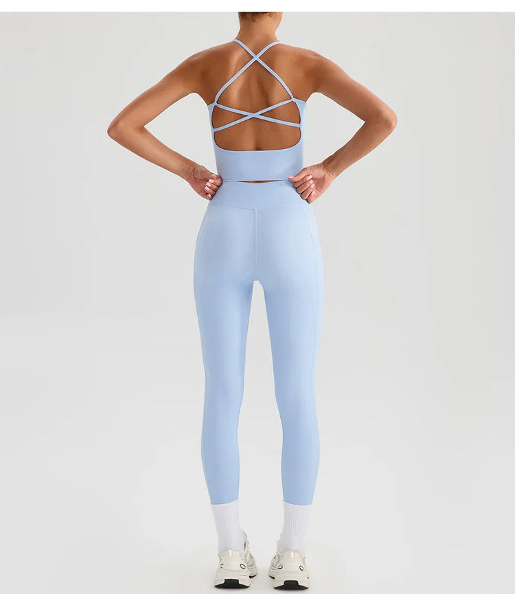 Women Gym Sports Leggings Workout Yoga Pants With Pockets High Waist Tights Fitness Pants Outdoors Running Training Trousers PlatiNum