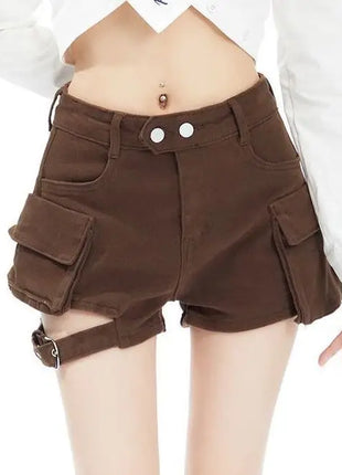 Pantaloncini cargo a vita alta Pantaloncini jeans con tasche chic kaki Abiti estivi per ragazza sexy per donna