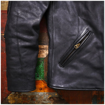Genuine Leather Jacket Men Black Biker Coat Warm Windproof Snap Collar Zip Pockets Vintage Motorcycle Jacket Autumn Winter