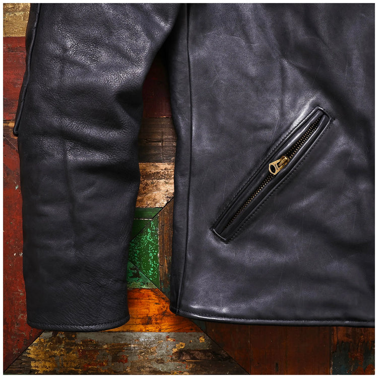 Genuine Leather Jacket Men Black Biker Coat Warm Windproof Snap Collar Zip Pockets Vintage Motorcycle Jacket Autumn Winter