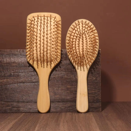 Bamboo Hairbrush Natural Wooden Anti-Static Brush Hair and Scalp Grooming Anti-Static Air Cushion Styling Tool Universal
