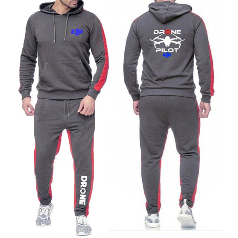 Dji Professional Pilot Drone Men's New Long Sleeve Hip Hop Harajuku Sport Comfortable Hoodies Casual Pant Two Piece Suit PlatiNum