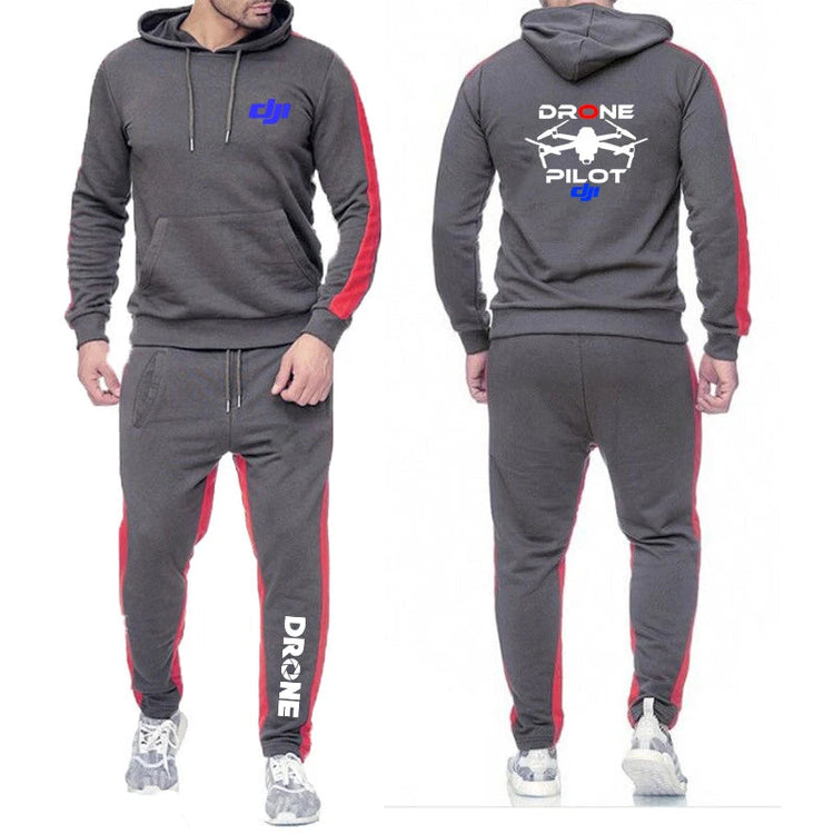Dji Professional Pilot Drone Men's New Long Sleeve Hip Hop Harajuku Sport Comfortable Hoodies Casual Pant Two Piece Suit PlatiNum