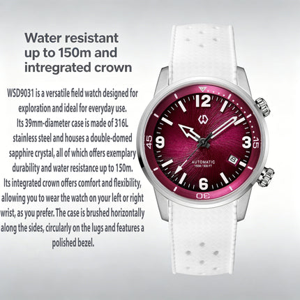 WISHDOIT 2026 Double Crown Auto Mechanical Watch, Radioactive Texture Dial Rotating Inner Shadow Bezel 150M Waterproof