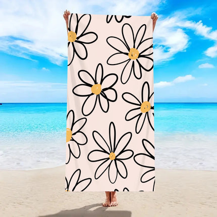 Asciugamano da spiaggia grande bohémien da 1 pezzo, telo da bagno stampato con fiori a righe, nuoto all'aperto, vacanze, telo da mare da campeggio