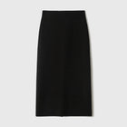 Birdtree,90.3% Sheep Wool 5.8% Cashmere Knitted Skirt,Woman Elastic Waist Straight Skirts,Autumn Rear Slit Maxi Skirt D5O728JF PlatiNum