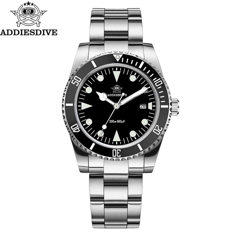 ADDIESDIVE Luxury Men's Analog Watch BGW9 Luminous Ceramic Bezel Bubble Mirror Glass Diver's Watch 200m Quartz Watches AD2068