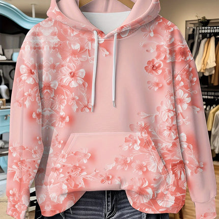 Casual French Flower Hoodie Top Women Autumn Spring Y2K Hoodie Floral Print Hoodie Loose Thin Polo Neck Coat Oversized Top New
