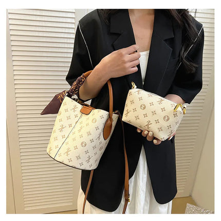 Advanced fashion bag for women 2025 new casual women's bag, large capacity bucket bag, shoulder bag, diagonal cross bag PlatiNum